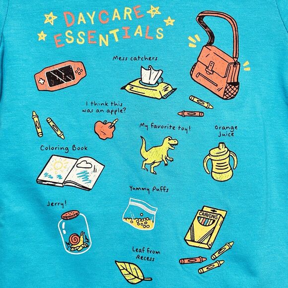 NEW Boys Size 5T "Daycare Essentials" Aqua Shirt dot & ZAZZ Toddler Top Cotton - Picture 3 of 8